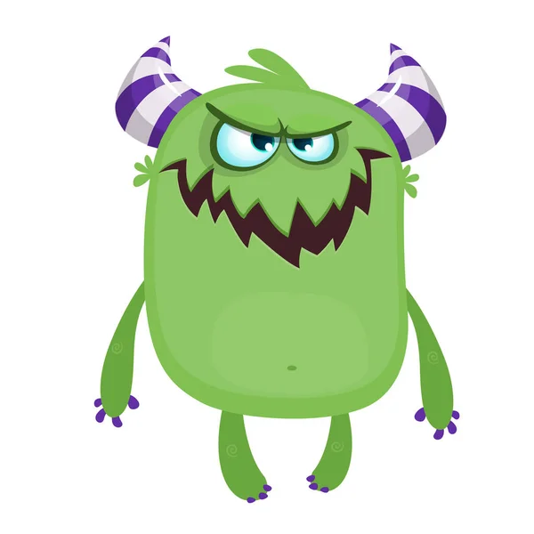 Boos Cartoon Groen Monster Schreeuwen Schreeuwende Boze Monsteruitdrukking Halloween Vector — Stockvector