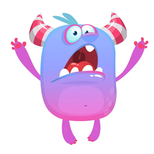 愤怒的卡通怪物 病媒万圣节蓝色毛茸茸怪物 — 图库矢量图片