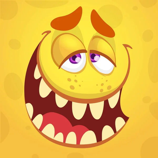 Funny Cartoon Monster Face Vector Halloween Monster Avatar — Stock vektor