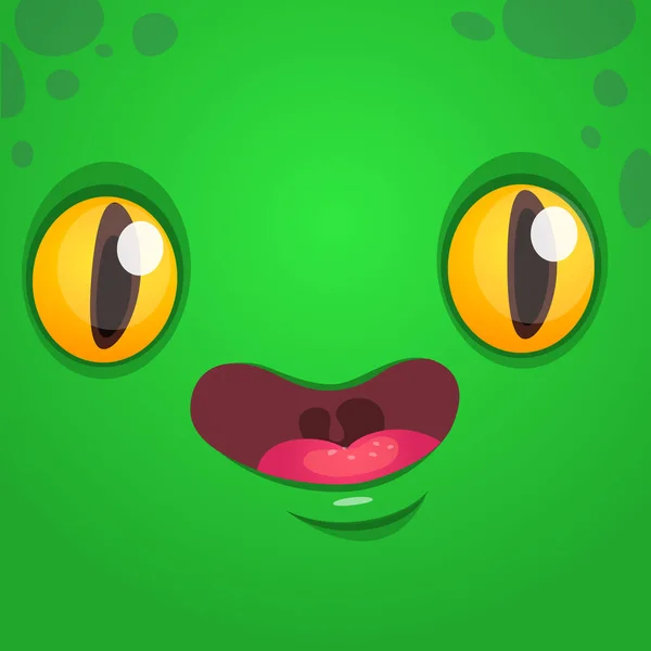 Cartoon Monster Face Vector Halloween Smiling Monster Avatar — Wektor stockowy