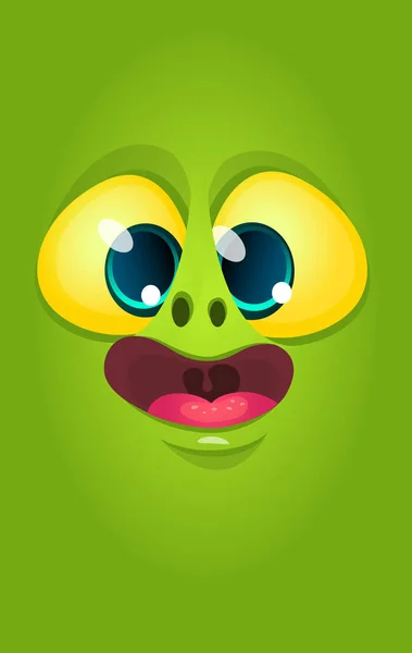 Cartoon Monster Face Vector Halloween Shocked Monster Square Avata — 图库矢量图片