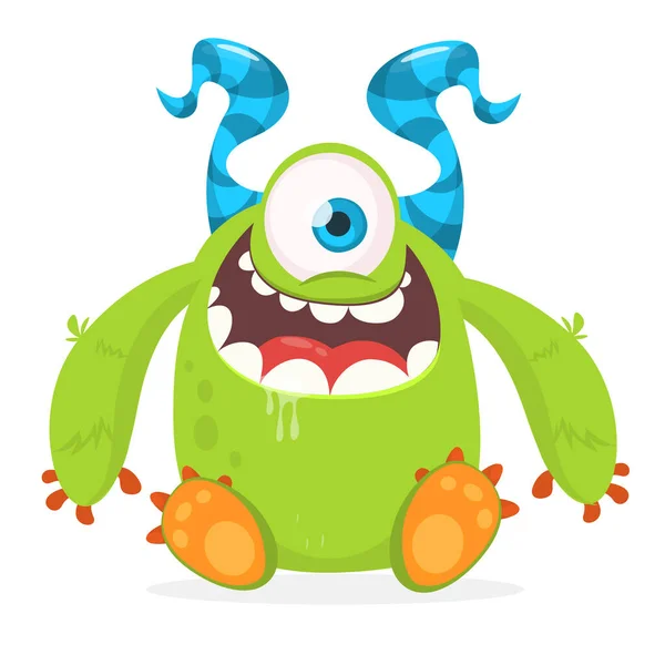 Vector Cute Caroon Alien One Eye Halloween Monster Character — Stock vektor