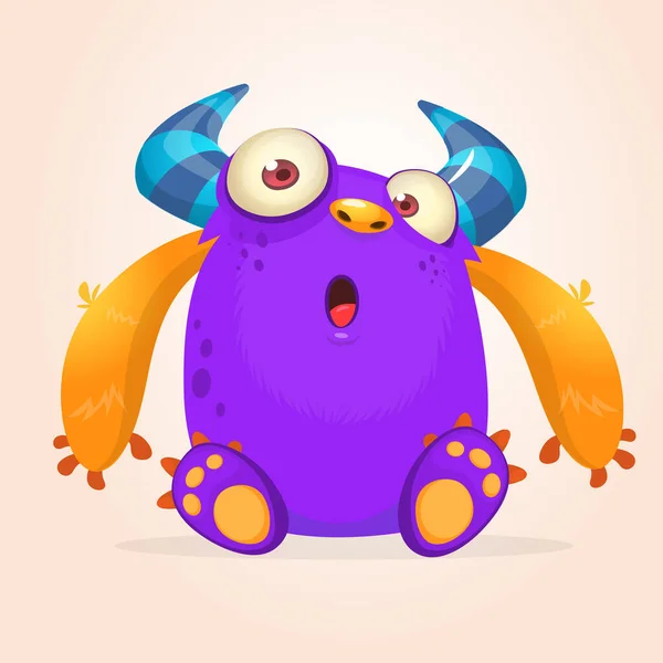 Überraschte Lustige Lila Monster Figur Illustration Clipar — Stockvektor