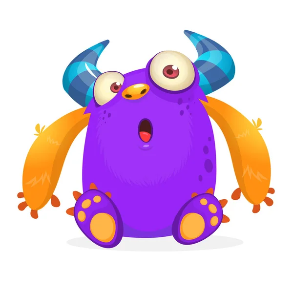 Tiny Little Pink Happy Monster Big Eyes Vector Illustration — Stockvektor