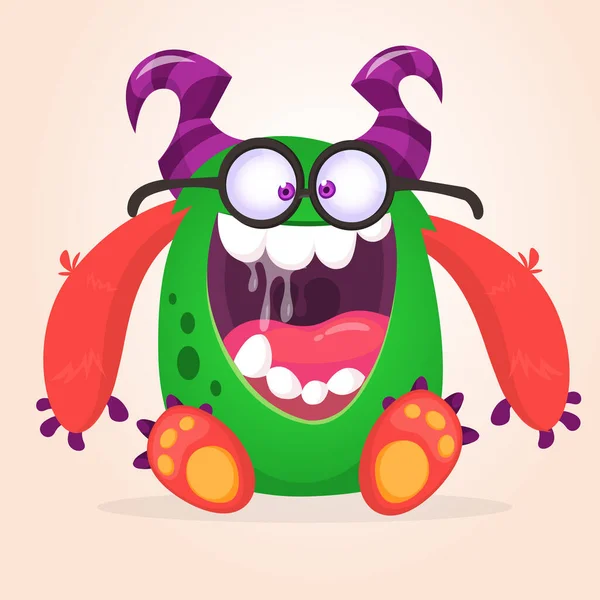 Hungry Cartoon Monster Excited Vector Illustration — Stock Vector