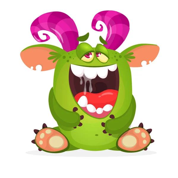 Happy Cartoon Monster Laughing Vector Illustration — 图库矢量图片