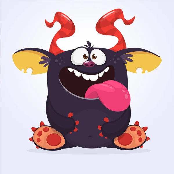Cartoon Monster Met Lange Tong Vector Illustratie Clipart — Stockvector