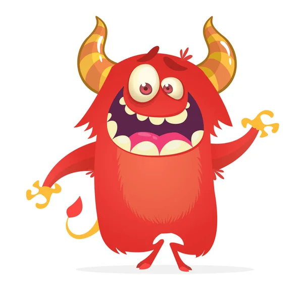 Feliz Monstro Cantando Dançando Ilustração Halloween — Vetor de Stock