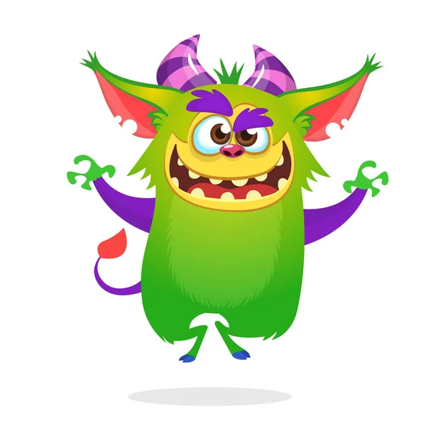 Angry Troll Cartoon Dancing Halloween Children Illustration — Stockvektor