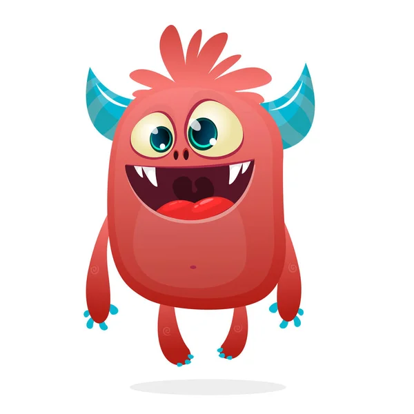 Dibujos Animados Ilustración Personaje Divertido Diablo Con Cuernos Vector — Vector de stock