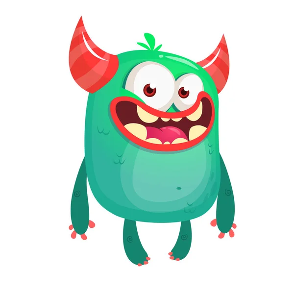Cartoon Lustiges Monster Halloween Vektor Illustration Von Niedlichen Monster — Stockvektor