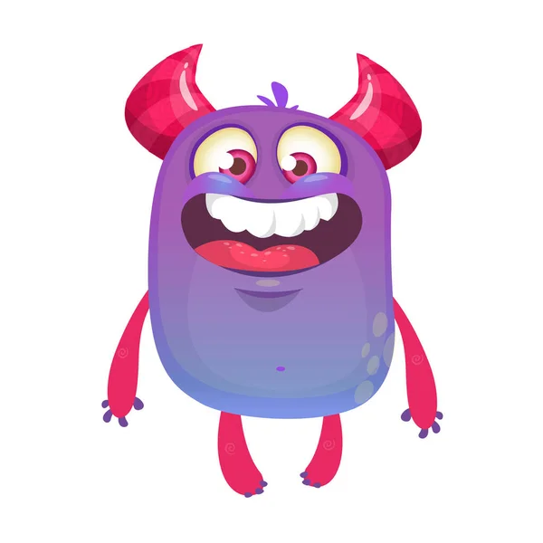 Happy Cartoon Baby Monster Halloween Vektorgehörntes Monster — Stockvektor