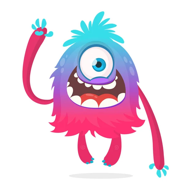 Roztomilé Kreslené Monstrum Jedním Okem Usmívající Monstrózní Emoce Velkou Pusou — Stockový vektor
