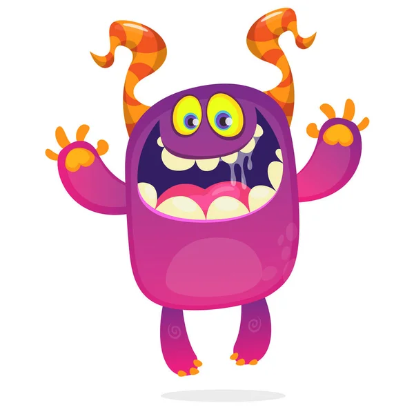Cartoon Lustiges Monster Halloween Vektor Illustration Des Aufgeregten Monsters Das — Stockvektor