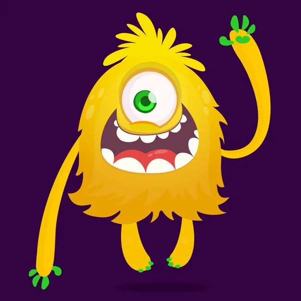 Mignon Monstre Dessin Animé Avec Oeil Illustration Vectorielle Halloween Monste — Image vectorielle