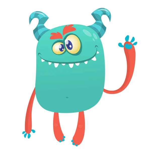 Feliz Monstruo Dibujos Animados Ilustración Vectorial Del Personaje Monstruo Excitado — Vector de stock