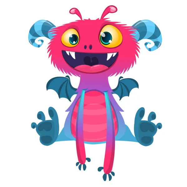 Funny Carton Monster Dragon Smiling Vector Illustration — Image vectorielle