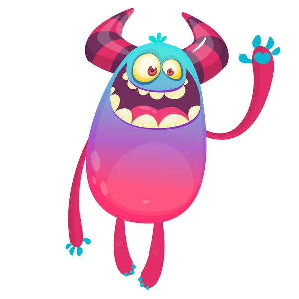 Cartoon Pelziges Monster Halloween Vektorillustration Des Aufgeregten Monsters — Stockvektor