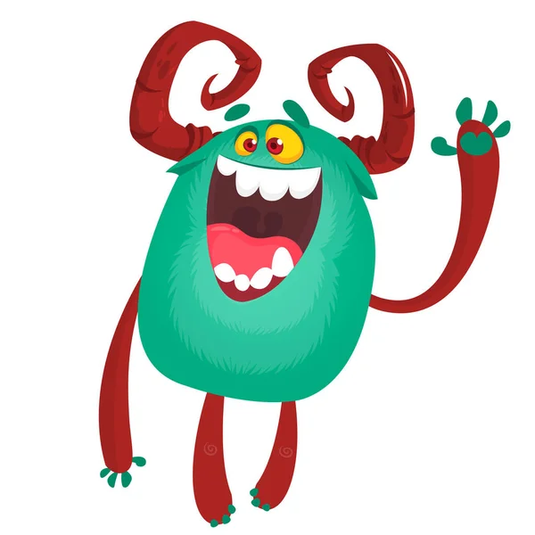 Happy Excited Cartoon Monster Vector Illustration — Stockový vektor