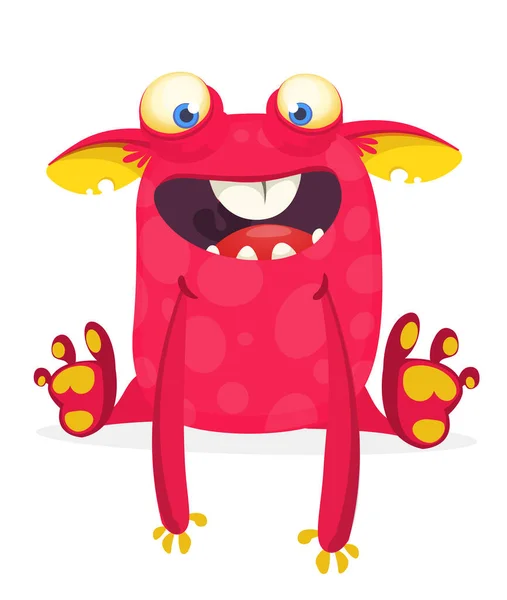 Cartoon Pelziges Monster Halloween Vektorillustration Des Aufgeregten Monsters — Stockvektor