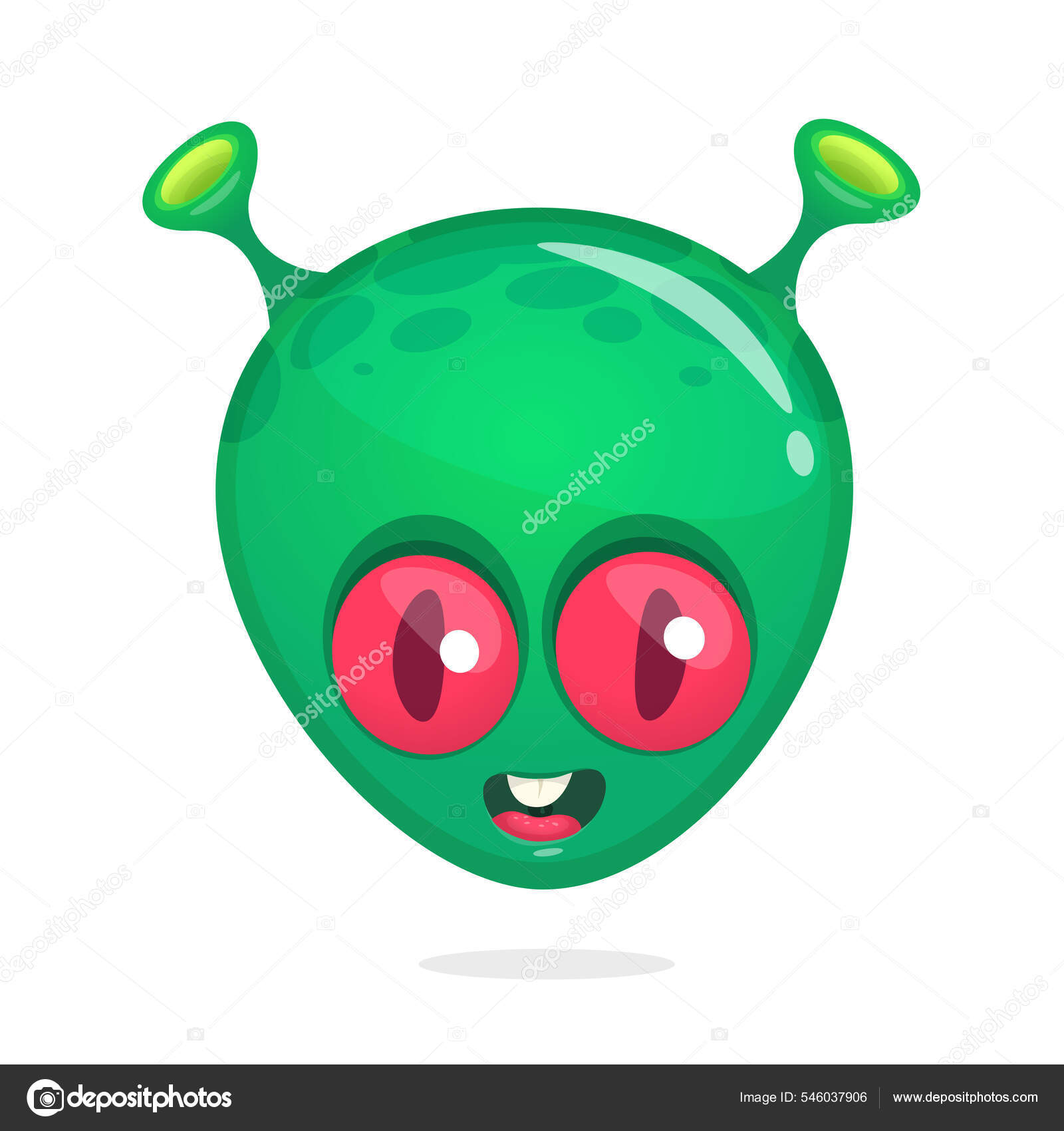 Um desenho animado de um alienígena com cabeça e olhos