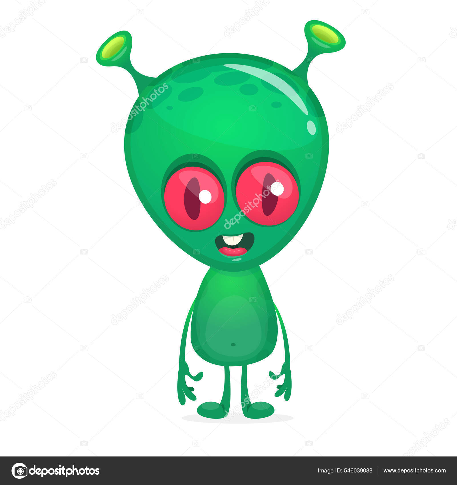 Engraçado Desenho Animado Personagem Alienígena Verde Ilustração Vetorial  Isolada imagem vetorial de drawkman.gmail.com© 546039088