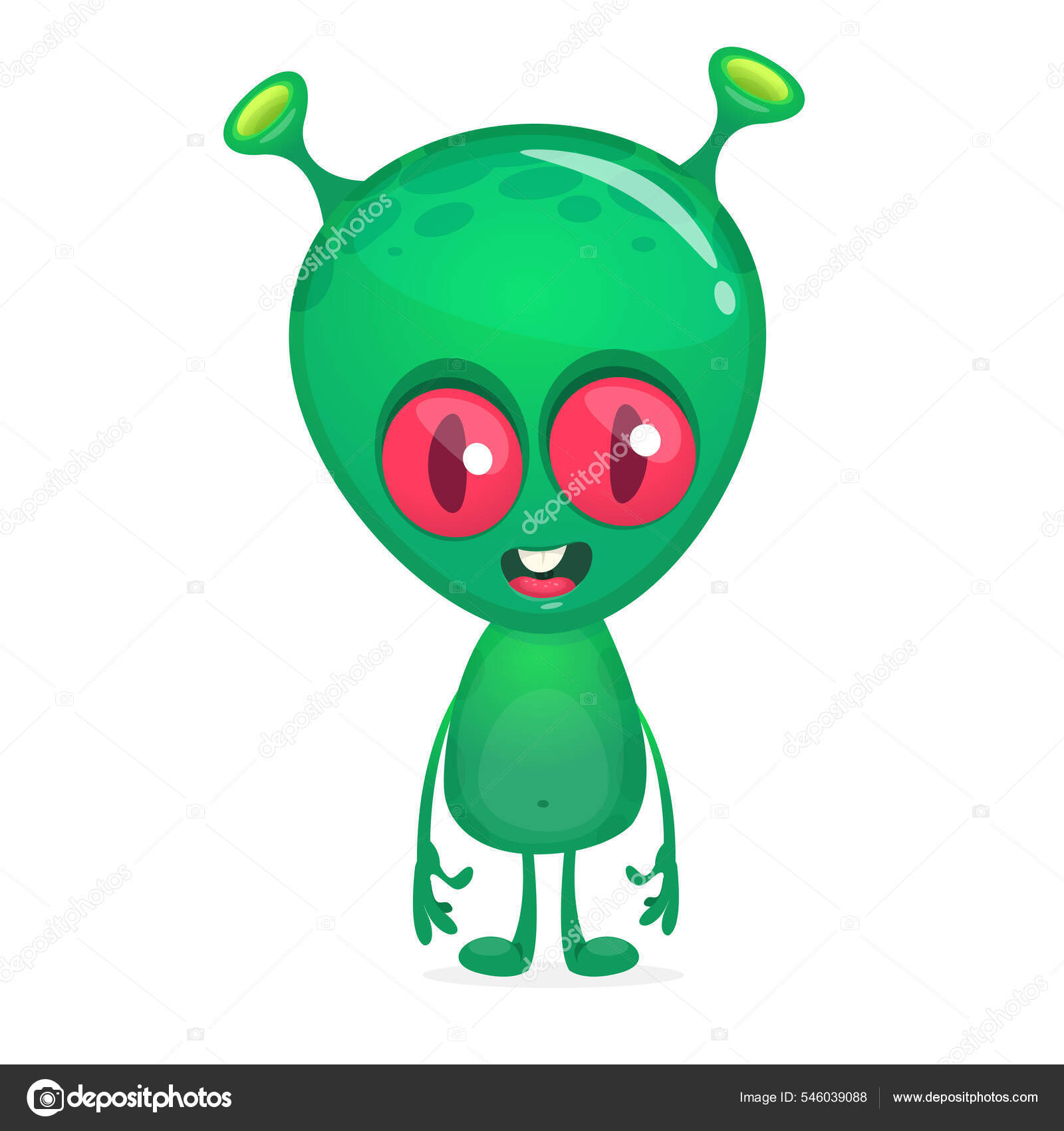 Alienígena Com Ilustração Do Vetor De Desenho Animado Plano De