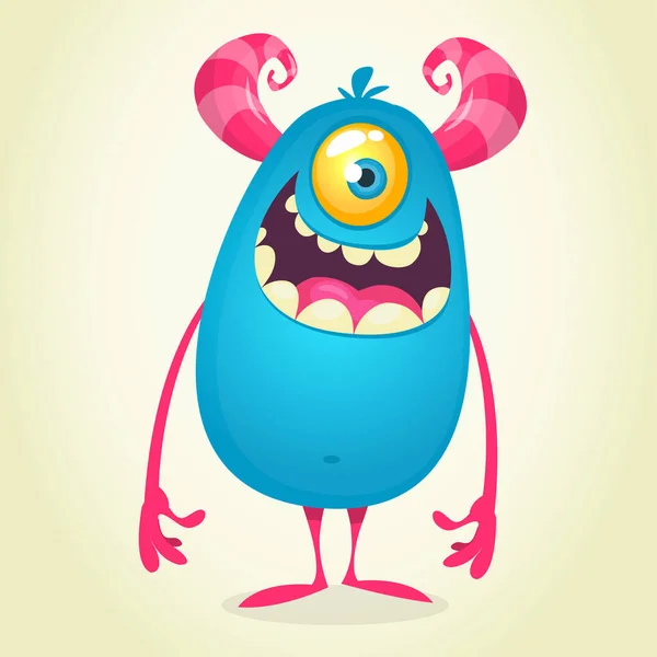 Cartoon One Eyed Monster Cyclops Funny Halloween Illustration — Stock Vector