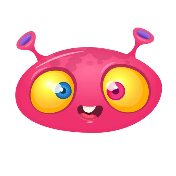 Funny Happy Cartoon Alien Pink Vector Alien Character Halloween Design — Stock Vector