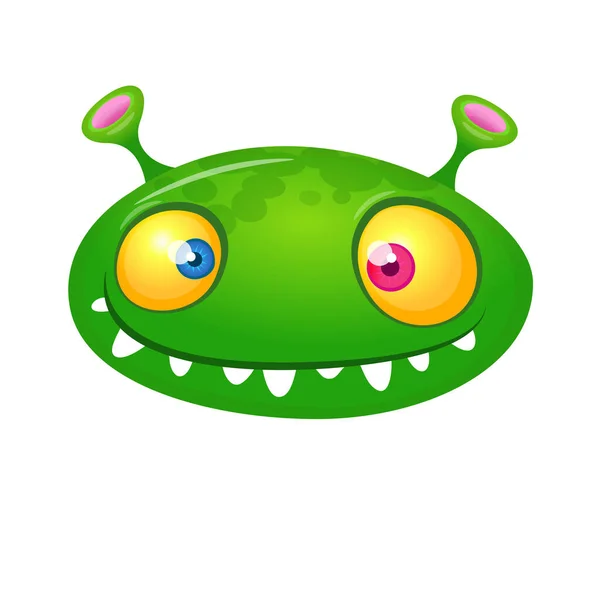 Funny Happy Cartoon Alien Green Vector Alien Character Halloween Design — Stock Vector
