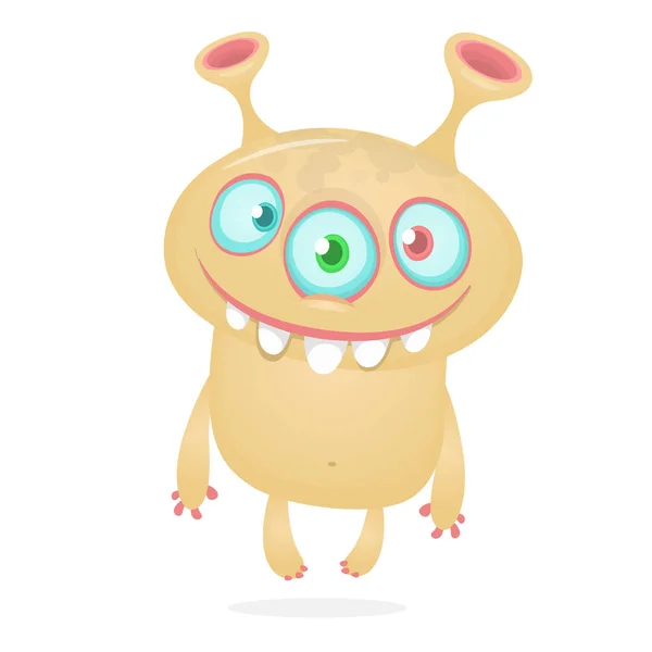 Happy Carton Alien Character Vector Illustration Cartoon Monster Halloween Clipart — Stock Vector