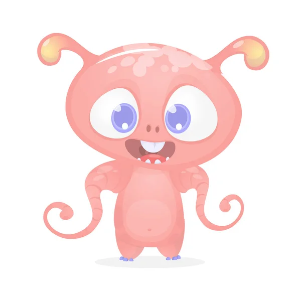 Cute Tiny Baby Monster Tentaces Cartoon Illustration — Stock Vector