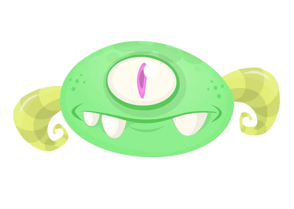 Funny Happy Cartoon Alien Green Vector Alien Character One Eye — Stock Vector