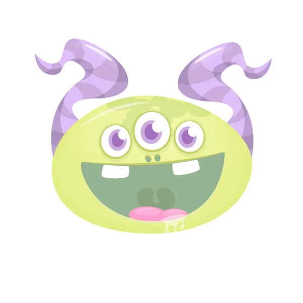 Green Funny Happy Cartoon Alien Green Vector Alien Character Halloween — Stock Vector