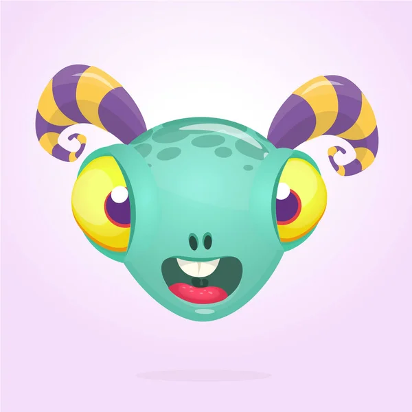 Cute Cartoon Monster Head Avatar Illustration — Stock Vector