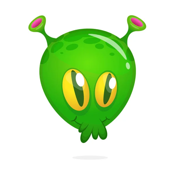 Funny Happy Cartoon Alien Green Vector Alien Character One Eye — Stock Vector