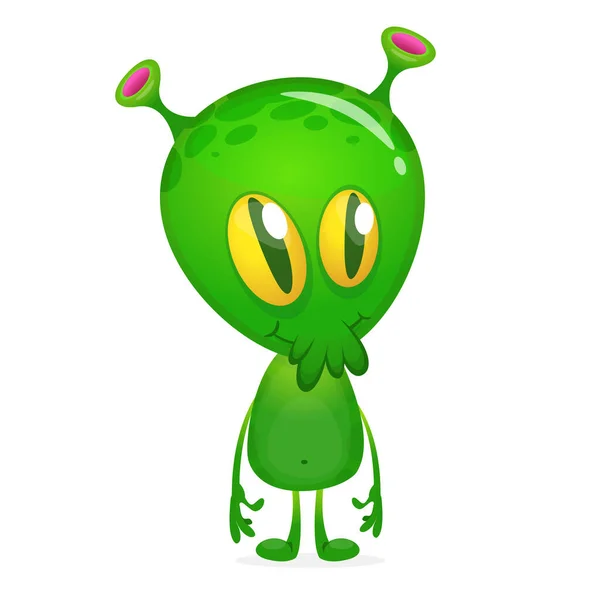 Green Alien Cartoon Vector Illustration Isolated — Stock Vector