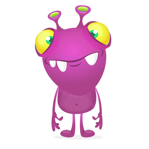 Grappig Cool Monster Met Grote Ogen Cartoon Vector Buitenaards Karakter — Stockvector