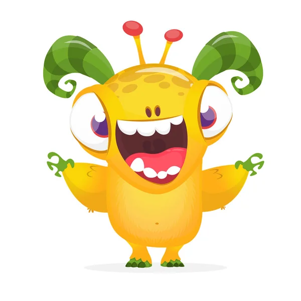 Cute Cartoon Tiny Monster Vector Alien Character Isolated — Stock Vector