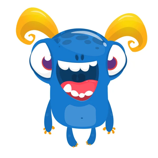 Cute Cartoon Excited Smiling Alien Vector Alien Character Isolated — Stock Vector