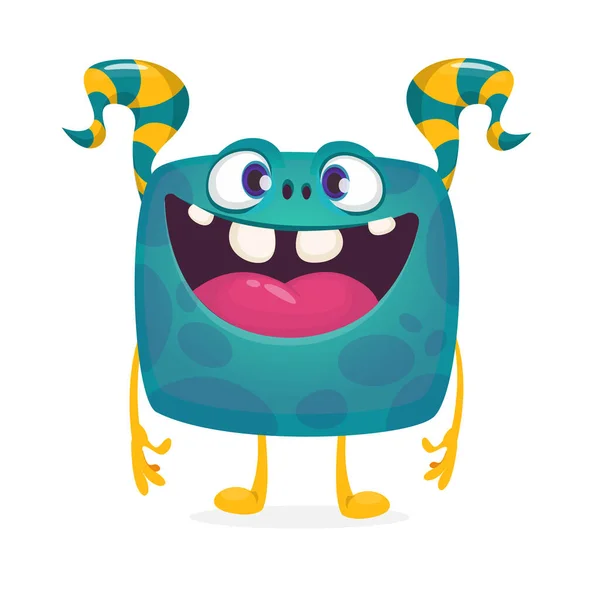 Cute Cartoon Excited Smiling Alien Vector Alien Character Isolated — Stock Vector