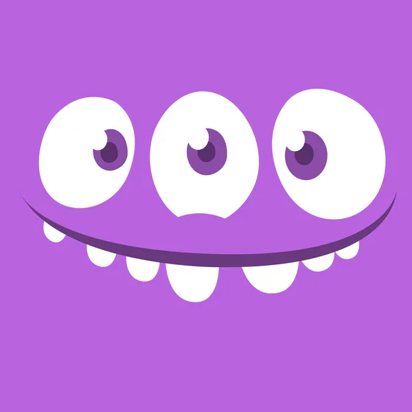 Cooles Cartoon Monster Gesicht Mit Drei Augen Vektorillustration Halloween — Stockvektor