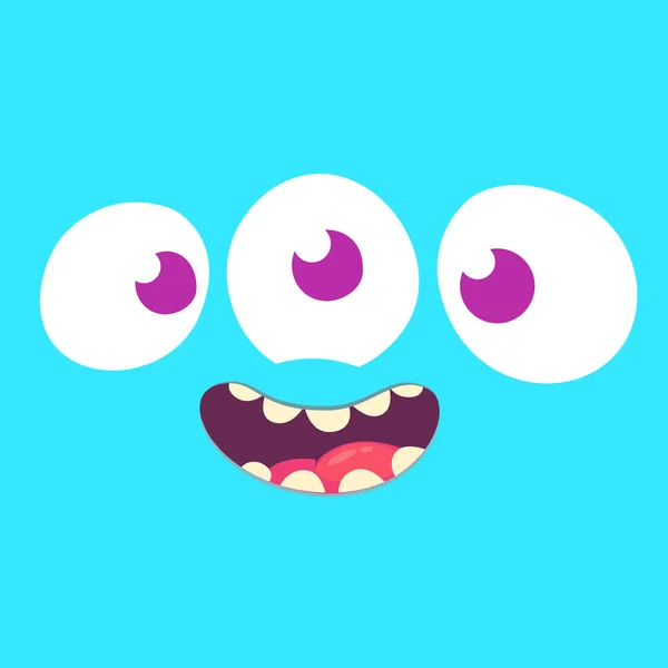 有三只眼睛的快乐可爱的卡通怪兽矢量说明 — 图库矢量图片