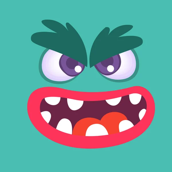 Zeichentrickmonster Gesicht Vektor Halloween Monster Avatar — Stockvektor