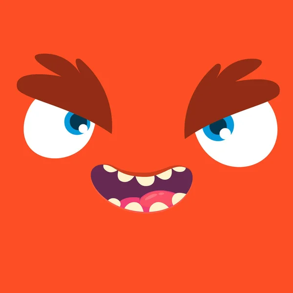 Karikatur Wütendes Monster Gesicht Vector Halloween Monster Avatar Isoliert — Stockvektor