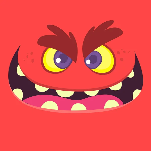 Cool Dessin Animé Monstre Visage Illustration Vectorielle Halloween — Image vectorielle