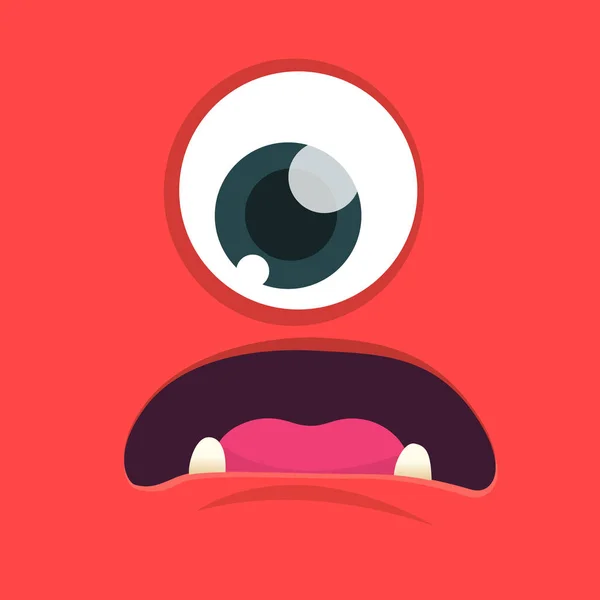 Zeichentrickmonster Gesicht Vector Halloween Rotes Monster Mit Einem Auge — Stockvektor