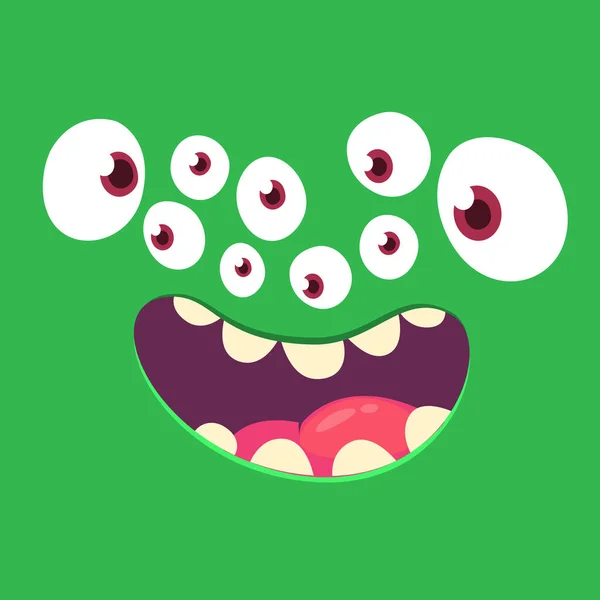 Cara Monstruo Dibujos Animados Con Muchos Ojos Vector Halloween Monstruo — Vector de stock