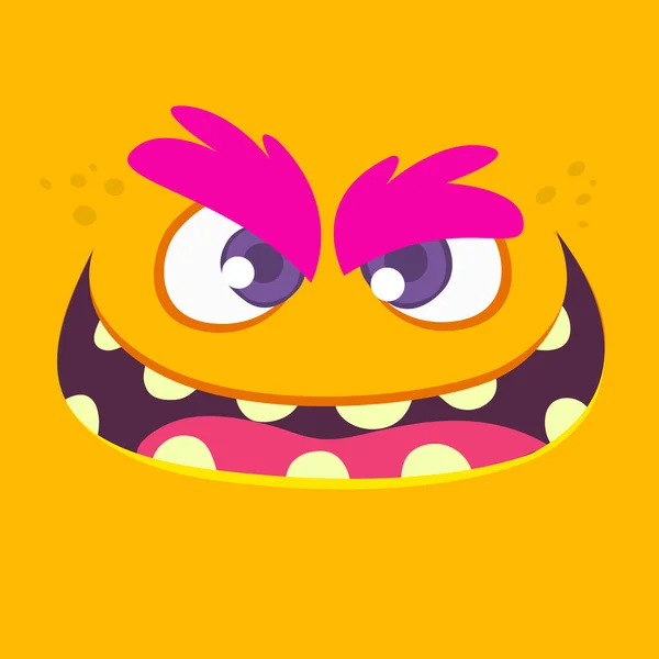 Cartoon Monster Face Vector Halloween Orange Monster Avatar — Stock Vector