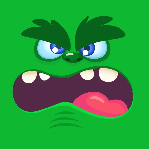 Zeichentrickmonster Gesicht Vektor Halloween Monster Avatar — Stockvektor